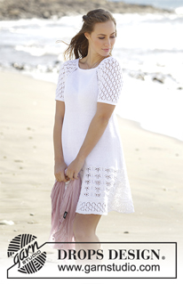 Spanish Sonata / DROPS 178-47 - Dress with raglan, A-shape and lace pattern, worked top down in Muskat. Sizes S - XXXL.