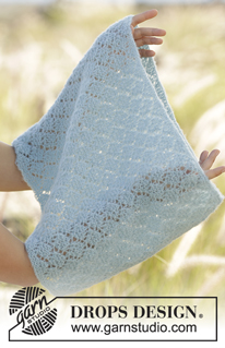 Spoken For / DROPS 178-53 - Komplekt: DROPS Brushed Alpaca Silk lõngast kootud pitsmustriga ja ripskoes kaelussall ja randmesoojendajad