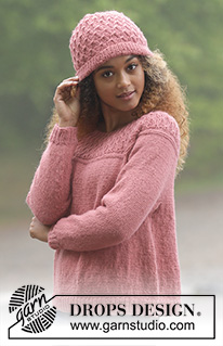 Namdalen / DROPS 179-1 - Das Set umfasst: Gestrickte Mütze mit Strukturmuster und Pullover mit Rundpasse, Raglanärmeln und Strukturmuster, gestrickt von oben nach unten. Größe S - XXXL.
Das Set wird gestrickt in DROPS Puna.