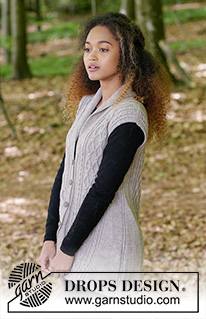 Morgan's Daughter Vest / DROPS 179-13 - Knitted vest with shawl collar, cables and A-shape, worked top down. Sizes S - XXXL.
The piece is worked in DROPS Flora.