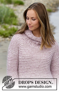 Foggy Morning / DROPS 179-19 - Knitted jumper in garter stitch and rib. Size: S - XXXL
Piece is worked in DROPS BabyAlpaca Silk and DROPS Kid-Silk.