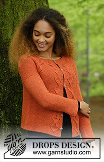 Autumn Vines Cardigan / DROPS 179-29 - Chaqueta con patrón de hojas y raglán, tejida de arriba para abajo. Tallas S – XXXL.
La pieza es tejida en DROPS Alpaca.
