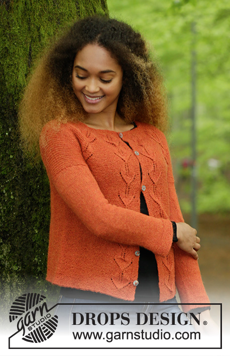 Autumn Vines Cardigan / DROPS 179-29 - Chaqueta con patrón de hojas y raglán, tejida de arriba para abajo. Tallas S – XXXL.
La pieza es tejida en DROPS Alpaca.
