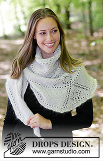Viking Spirit / DROPS 179-35 - Gestricktes Tuch mit Lochmuster. 
Die Arbeit wird gestrickt in DROPS Alpaca und DROPS Kid-Silk.