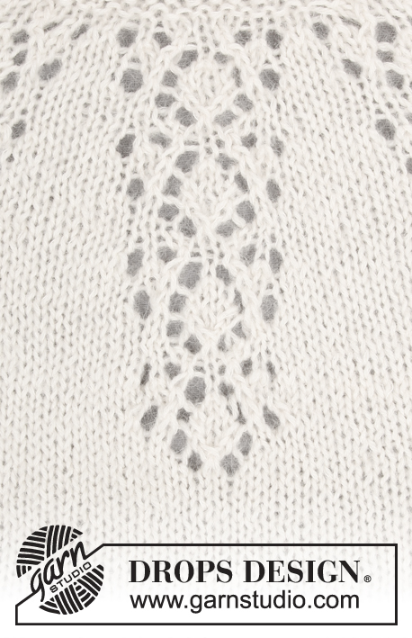 Nineveh / DROPS 179-7 - Jakke med rundt bærestykke, hulmønster og A-facon, strikket oppefra og ned. Størrelse S - XXXL.
Arbejdet er strikket i DROPS BabyMerino og DROPS Kid-Silk. 

