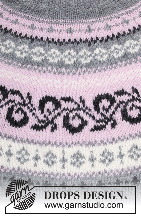 Telemark / DROPS 179-9 - Pull avec empiècement arrondi et jacquard norvégien, tricoté de haut en bas. Du S au XXXL. 
Se tricote en DROPS Merino Extra Fine.