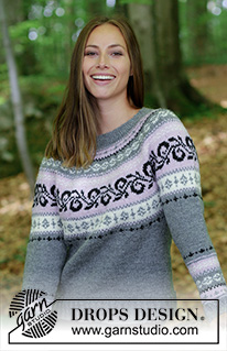 Telemark / DROPS 179-9 - Pull avec empiècement arrondi et jacquard norvégien, tricoté de haut en bas. Du S au XXXL. 
Se tricote en DROPS Merino Extra Fine.