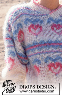 Sweet Harvest / DROPS 18-7 - Strikket bluse i DROPS Vienna eller DROPS Melody med hjerte-blomst.