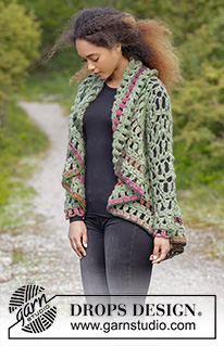 Forest Cycle / DROPS 180-12 - Gehaakt cirkelvest met strepen. Maten S - XXXL.
Het werk wordt gehaakt in DROPS Air en DROPS Big Delight.