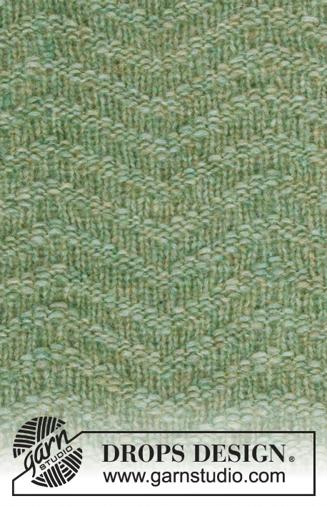 Green Sea / DROPS 180-26 - Settiin kuuluu: Siksak-kuvioiset huivi ja rannekkeet.
Työ neulotaan DROPS Air-langasta.