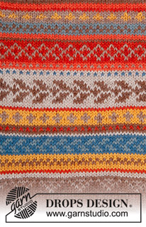 Blueberry Fizz Jacket / DROPS 180-8 - Knitted jacket with round yoke, multi-coloured Norwegian pattern and A-shape, worked top down. Sizes S - XXXL.
The piece is worked in DROPS Alpaca.