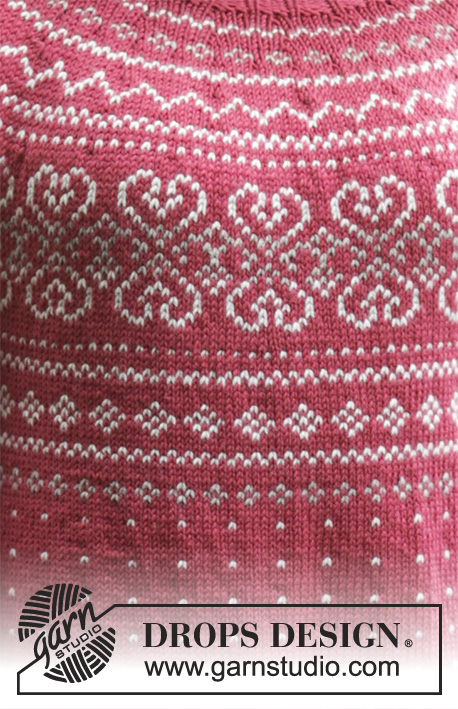 Rosendal Jumper / DROPS 181-2 - Genser med rundfelling og flerfarget norsk mønster, strikket ovenfra og ned. Størrelse S - XXXL.
Arbeidet er strikket i DROPS Merino Extra Fine.
