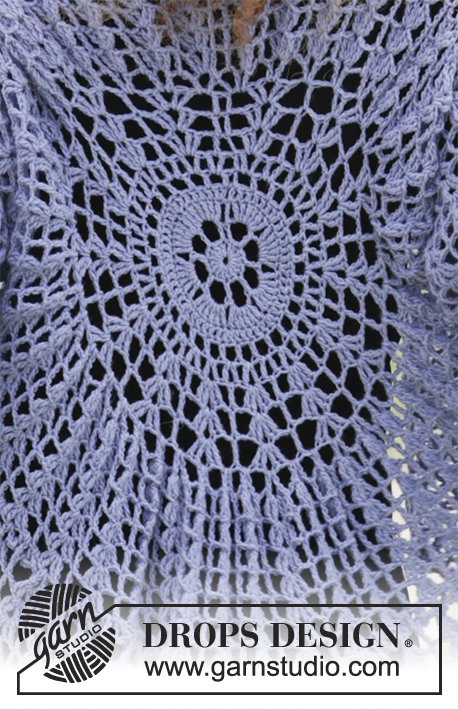 Fairy Glass / DROPS 181-26 - Gilet crocheté en rond au point d’éventails. Du S au XXXL
Se crochète en DROPS BabyMerino.
