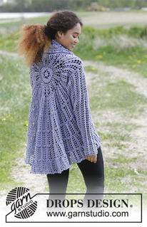 Fairy Glass / DROPS 181-26 - Gilet crocheté en rond au point d’éventails. Du S au XXXL
Se crochète en DROPS BabyMerino.