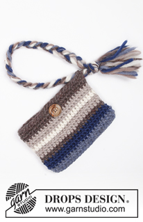 Adventure Awaits / DROPS 181-8 - Sac jacquard et pochette rayée au crochet.
Se crochètent en DROPS Snow.
