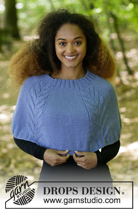 Laila / DROPS 182-18 - The set consists of: Knitted hat and poncho with cables and rib. Sizes S – XXXL. 
The set is worked in DROPS Nepal.