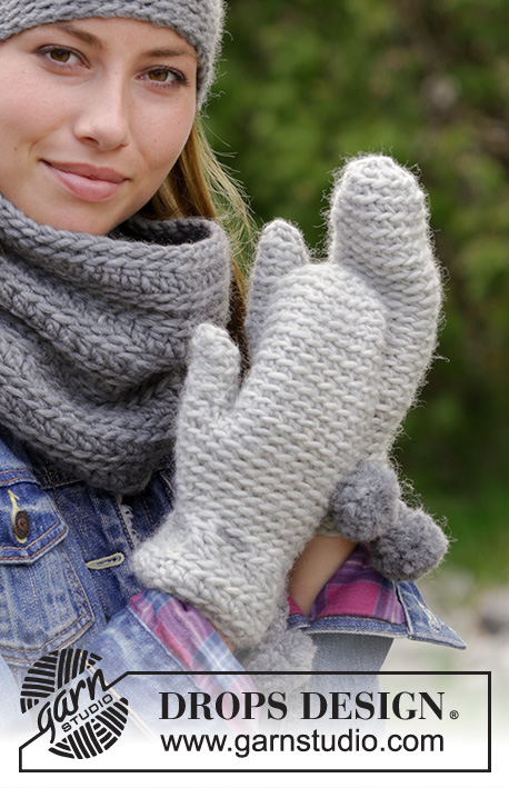 Earl Grey / DROPS 182-33 - Conjunto: gorro, gola e luvas em croché, em DROPS Snow.