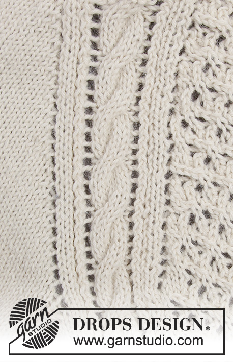 Winter Grace Jacket / DROPS 183-10 - DROPS Puna lõngast ülevalt alla kootud, raglaan varrukatega, pitsmustriga, palmikutega kardigan suurustele S kuni XXXL