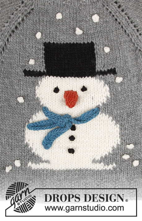 Frosty's Christmas / DROPS 183-13 - Jumper with raglan and snowman, worked top down. Sizes S - XXXL. The piece is worked in DROPS Snow or DROPS Wish.