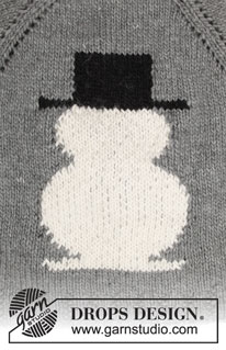 Frosty's Christmas / DROPS 183-13 - Jumper with raglan and snowman, worked top down. Sizes S - XXXL. The piece is worked in DROPS Snow or DROPS Wish.
