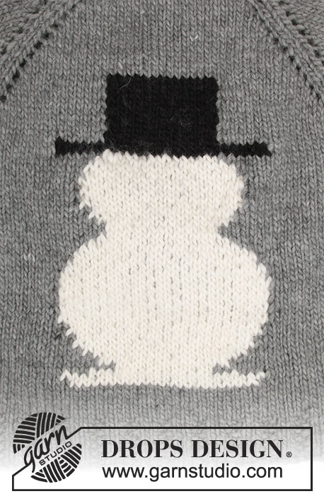 Frosty's Christmas / DROPS 183-13 - Jumper with raglan and snowman, worked top down. Sizes S - XXXL. The piece is worked in DROPS Snow or DROPS Wish.