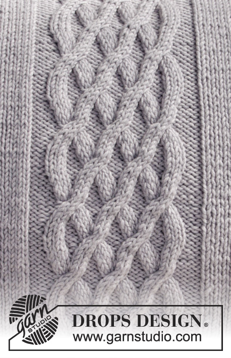 Norfolk Pillow / DROPS 183-35 - Povlak na polštář s copánkovým vzorem pletený z příze DROPS Big Merino.