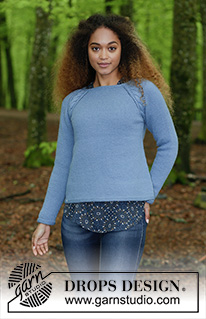 Moody Blues / DROPS 184-10 - Gestrickter Pullover mit Zopfmuster und Raglan, gestrickt von oben nach unten. Größe S - XXXL.
Die Arbeit wird gestrickt in DROPS Lima.