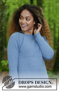 Moody Blues / DROPS 184-10 - Gestrickter Pullover mit Zopfmuster und Raglan, gestrickt von oben nach unten. Größe S - XXXL.
Die Arbeit wird gestrickt in DROPS Lima.