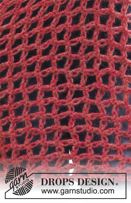 Autumn Catch / DROPS 184-15 - Gehäkeltes Tuch mit Liebesknoten.
Die Arbeit wird gehäkelt in DROPS Air.