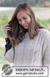 Elegant Comfort / DROPS 184-2 - Knitted jumper with seed stitch, cables, lace pattern and pockets. Sizes S - XXXL.
The piece is worked in DROPS Air.