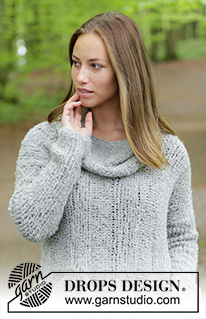 Wellness / DROPS 184-24 - Strikket genser med vrangbord, lommer og løs hals. Størrelse S - XXXL.
Arbeidet er strikket i DROPS Alpaca Bouclé.
