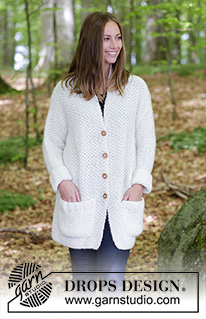 Cordillera / DROPS 184-27 - Jacket with moss stitch and collar.  Size: S - XXXL
Piece is knitted in DROPS Air and DROPS Brushed Alpaca Silk.