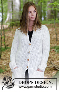 Cordillera / DROPS 184-27 - Jacket with moss stitch and collar.  Size: S - XXXL
Piece is knitted in DROPS Air and DROPS Brushed Alpaca Silk.