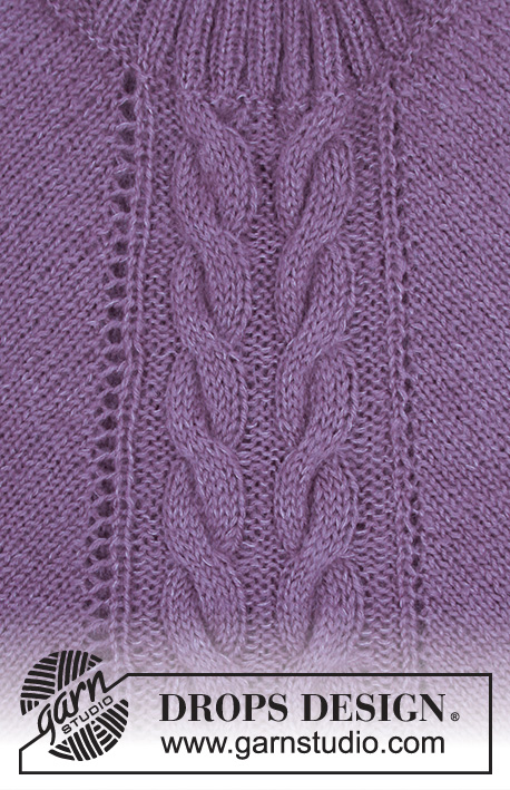 Elizabeth / DROPS 184-29 - Poncho med snoninger og rib i halsen, strikket oppefra og ned. Størrelse S - XXXL.
Arbejdet er strikket i DROPS BabyMerino og DROPS Kid-Silk
