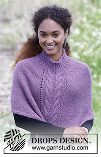 Elizabeth / DROPS 184-29 - Poncho med snoninger og rib i halsen, strikket oppefra og ned. Størrelse S - XXXL.
Arbejdet er strikket i DROPS BabyMerino og DROPS Kid-Silk
