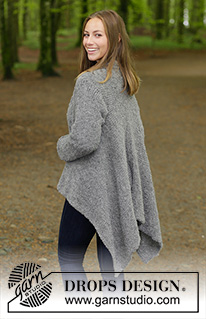 Harvest Moon / DROPS 184-3 - Knitted jacket worked sideways with lace pattern along collar. Size: S - XXXL
Piece is knitted in DROPS Alpaca Bouclé.