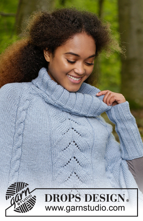 Fleetwood / DROPS 184-30 - The set consists of: Knitted poncho with cables and lace pattern, worked top down and wrist warmers with cables. Sizes S - XXXL.
The set is worked in DROPS Big Merino.