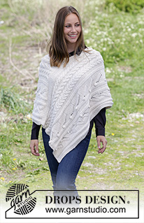 Winter's Heart / DROPS 184-5 - Gestrickter Poncho mit Zopfmuster, Noppen und Lochmuster. Größe S - XXXL.
Die Arbeit wird gestrickt in 2 Fäden DROPS BabyMerino.