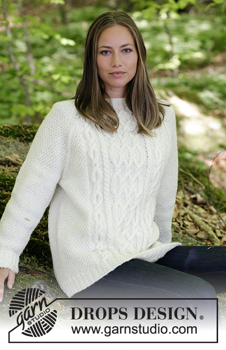 Polar Days / DROPS 184-7 - Gestrickter Pullover mit Zopfmuster und Raglanärmeln. Größe S - XXXL.
Die Arbeit wird gestrickt in DROPS Karisma.