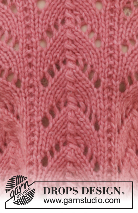 Blushing Beauty / DROPS 186-1 - Gebreide trui met kantpatroon. Maten S - XXXL. Het werk wordt gebreid in 2 draden DROPS Air.