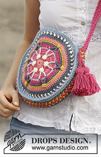 Summer Treasure / DROPS 186-10 - Sac crocheté en rond à partir du centre, avec rayures, en DROPS Paris.