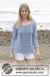 Key West Sweater / DROPS 186-14 - Jersey con patrón de calados y forma en A, tejido de arriba para abajo. Tallas: S – XXXL. La pieza está tejida en DROPS Belle.