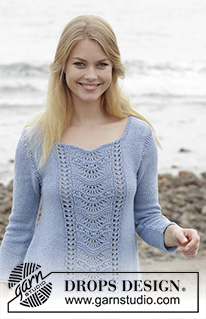 Key West Sweater / DROPS 186-14 - Jersey con patrón de calados y forma en A, tejido de arriba para abajo. Tallas: S – XXXL. La pieza está tejida en DROPS Belle.