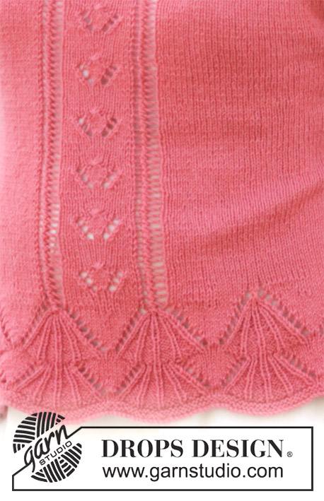 Miss Flora Top / DROPS 186-15 - Strikket top med hulmønster, raglan og korte ærmer. Størrelse S - XXXL. Arbejdet er strikket i DROPS Flora.