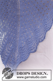 High Tide / DROPS 186-26 - Xaile tricotado de cima para baixo, com ponto rendado e ponto de ondas, em DROPS Lace.