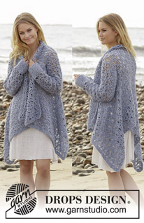 Kyliena / DROPS 186-33 - Hæklet jakke med hulmønster. Størrelse S - XXXL. Arbejdet er hæklet i DROPS Air