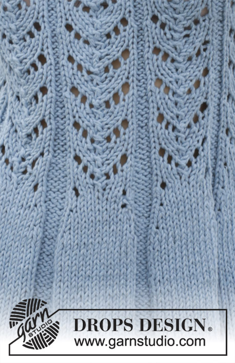 Belle Époque Sweater / DROPS 186-6 - Fitted jumper with lace pattern, raglan and ¾ sleeves, knitted top down. Size: S - XXXL Piece is knitted in DROPS Big Merino.