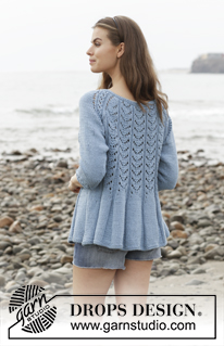 Belle Époque / DROPS 186-7 - Cardigan con motivo traforato, raglan e maniche a ¾, lavorato dall’alto verso il basso (top down). Taglie: Dalla S alla XXXL. Il cardigan è lavorato in DROPS Paris.