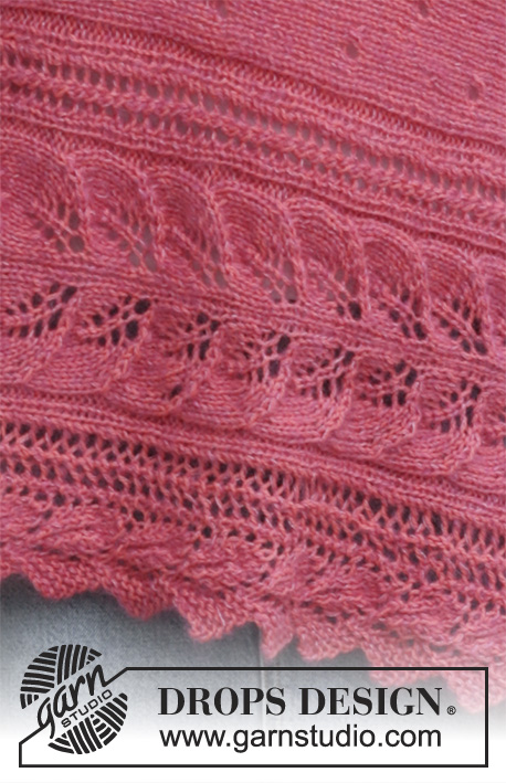 Scarborough Fair / DROPS 186-8 - Poncho mit Lochmuster, quer gestrickt. Größe S - XXXL. Die Arbeit wird gestrickt in DROPS Alpaca und DROPS Kid-Silk.