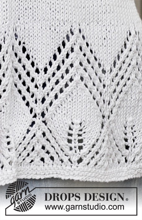 Portofino / DROPS 187-16 - Knitted tunic with lace pattern and vent in the sides. Size: S - XXXL Piece is knitted in DROPS Paris.